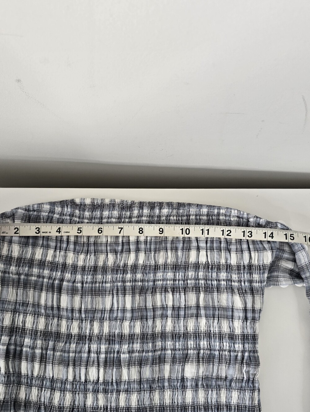 Peppermayo Malia Shirred Maxi Dress Blue Grey Check Plaid 8 Smocked Ruffles - Picture 8 of 14
